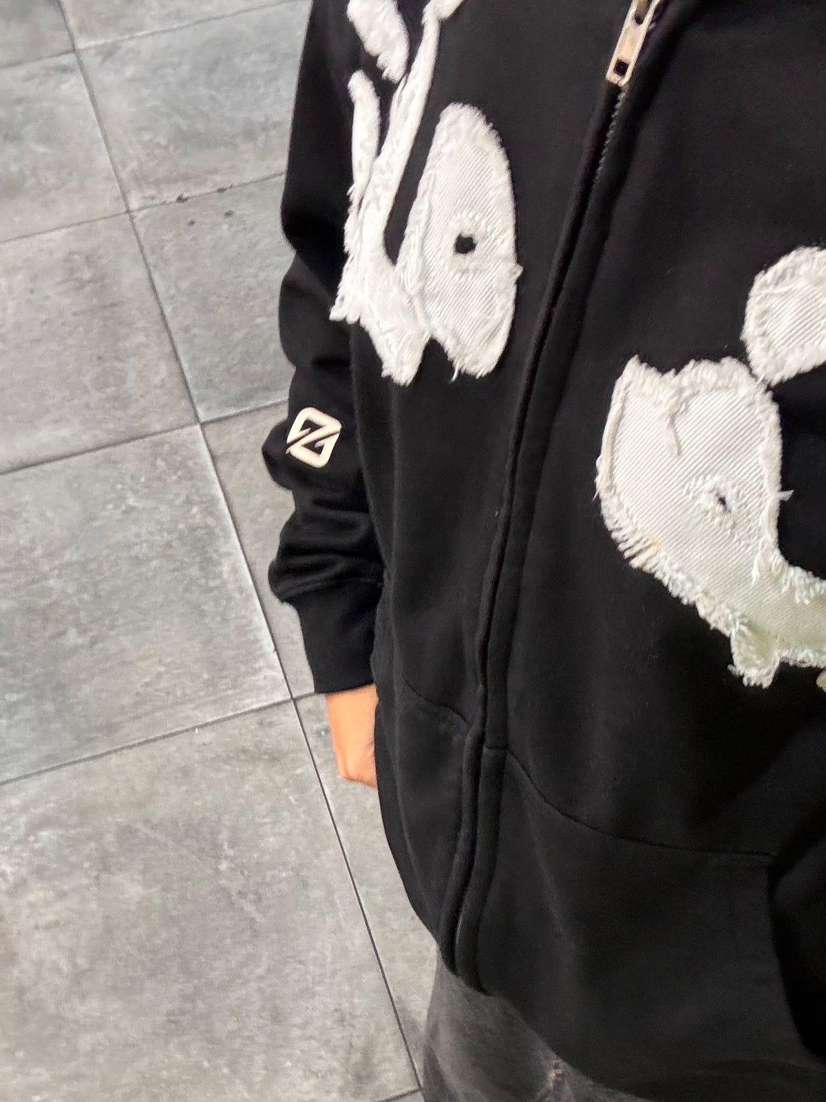 It’s All Good Double Zip Hoodie – Acid Wash Black