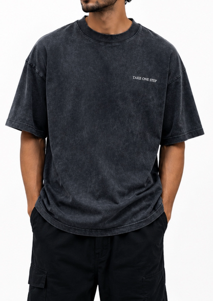 Take One Step —  Heavy Weight Soft Cotton Acid wash Vintage Tee